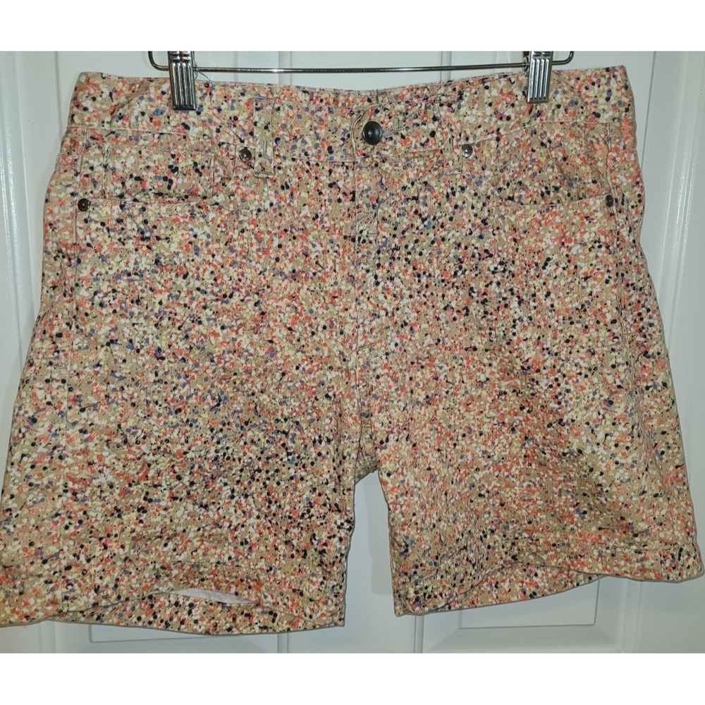Calvin‎ Klein Chino Jean Shorts Splatter Paint Design 28/6 Peach Navy Tan Y2K